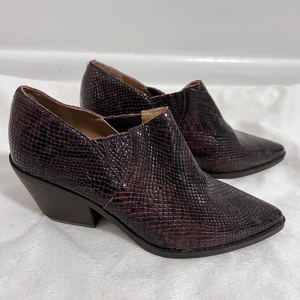 Lucky Brand Women's Burgundy Snake-Print Ankle Booties